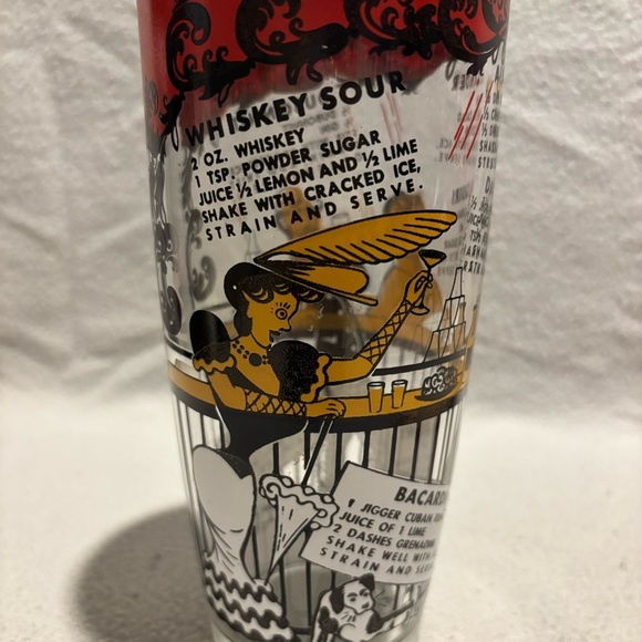 Vintage MCM Bartender Bar Cocktail Shaker with Recipes Clear Glass speakeasy - Picture 7 of 7